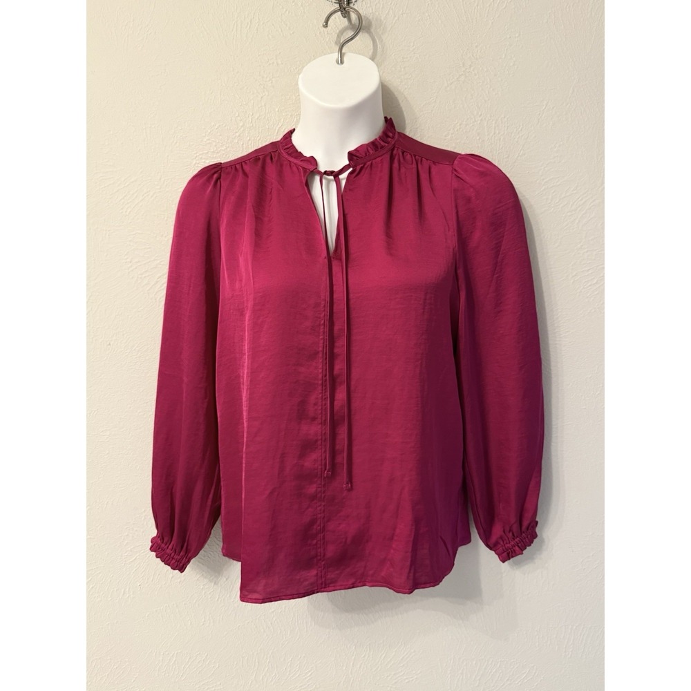 NWT Loft Blouse size M Raspberry Long Sleeve satiny office teacher 2023